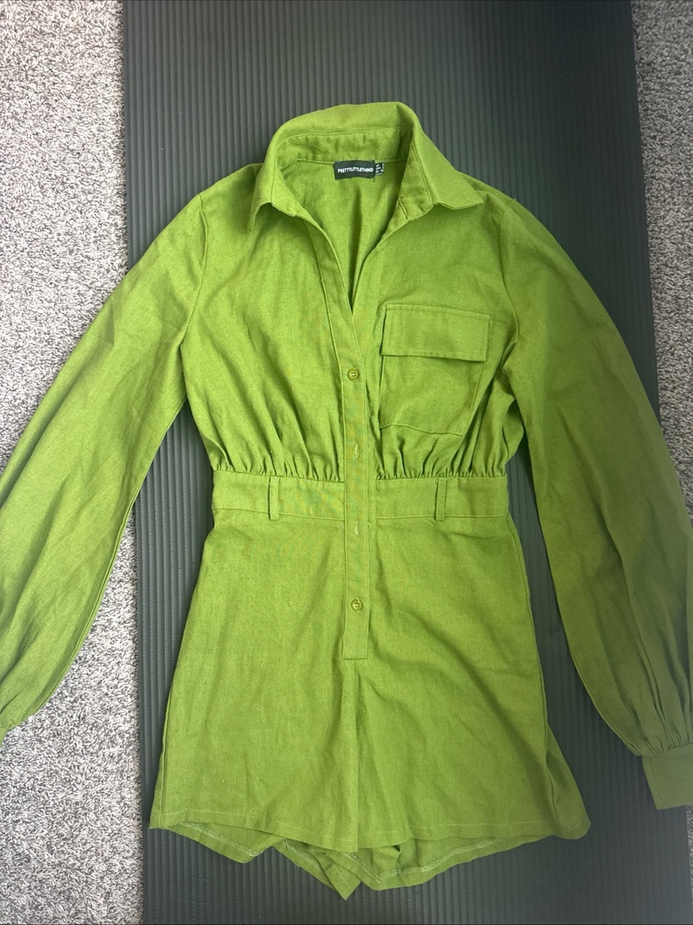 PrettyLittleThing Olive Green Collared Romper